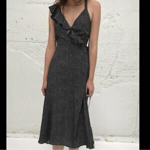 Rollas Ruffle Diana Wrap Midi Dress Polka Dot